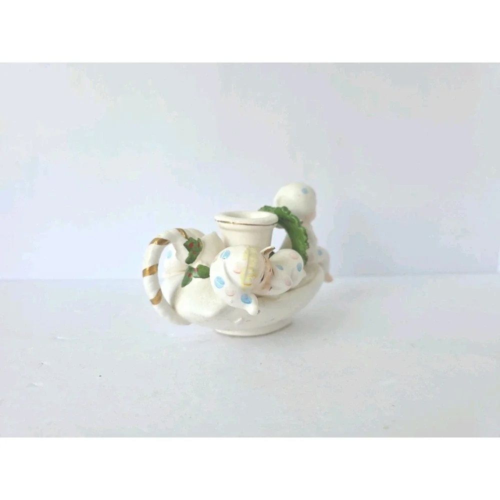 Vintage Napco Christmas angel‎ candle holder sleeping angels